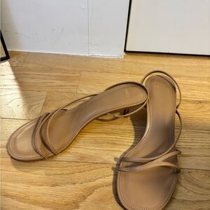Mango Strappy Tan Slingback Sandals